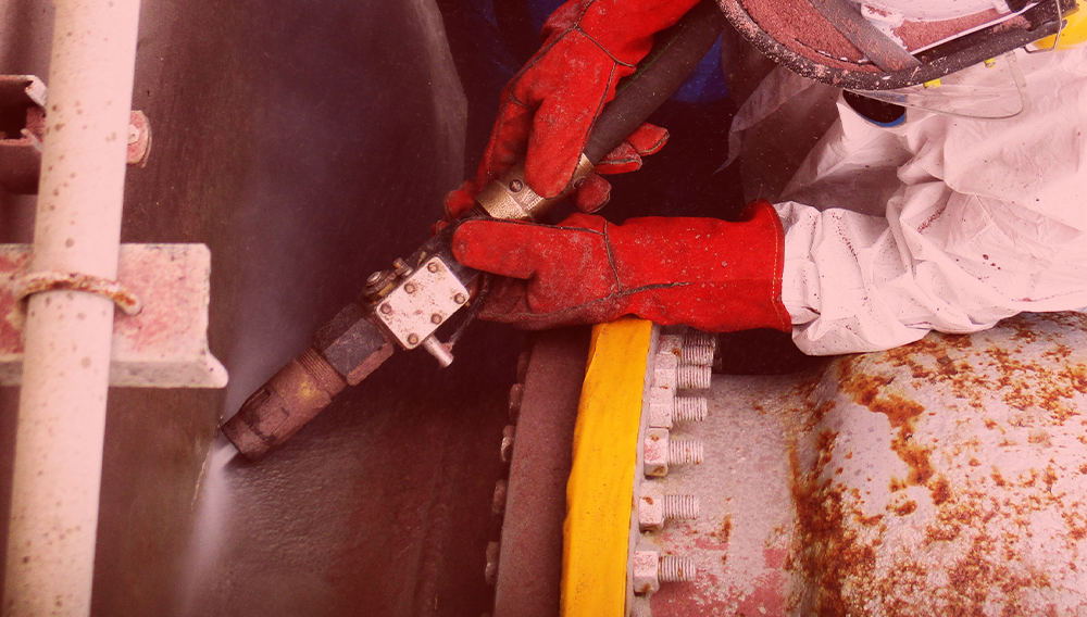 red about section Vapor Blasting